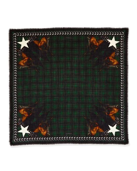 Givenchy Doberman Square Wool Scarf, Emerald Green